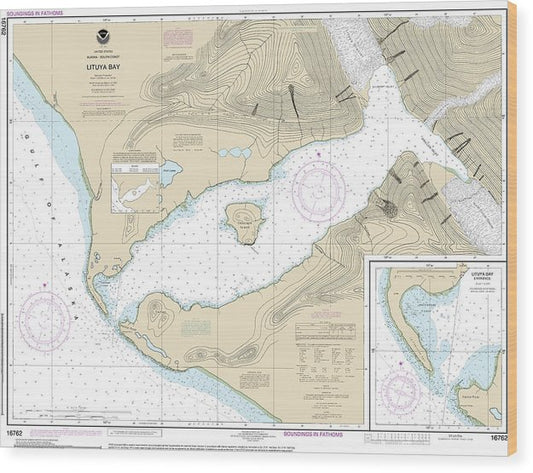 Nautical Chart-16762 Lituya Bay, Lituya Bay Entrance Wood Print