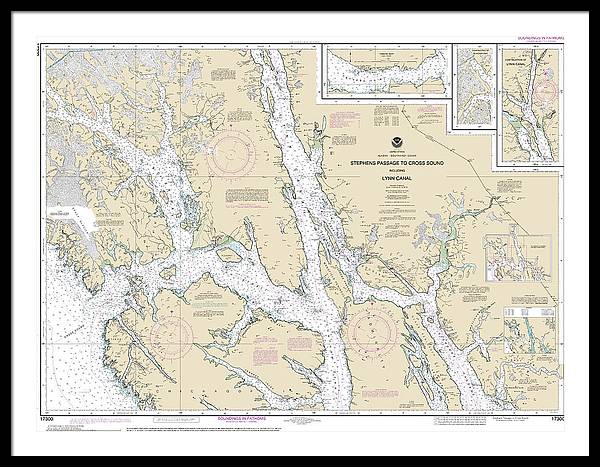 Nautical Chart-17300 Stephens Passage-cross Sound, Including Lynn Canal - Framed Print