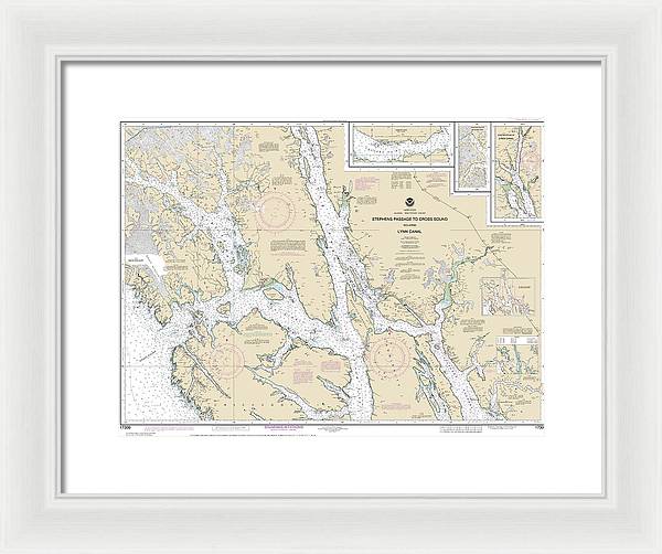 Nautical Chart-17300 Stephens Passage-cross Sound, Including Lynn Canal - Framed Print