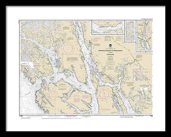 Nautical Chart-17300 Stephens Passage-cross Sound, Including Lynn Canal - Framed Print