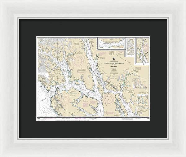 Nautical Chart-17300 Stephens Passage-cross Sound, Including Lynn Canal - Framed Print