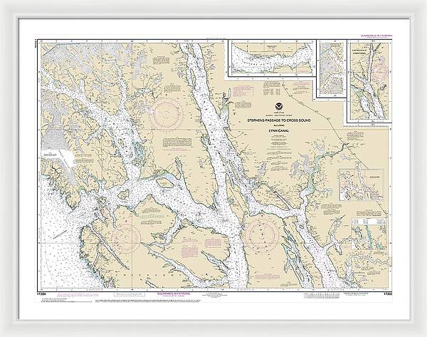 Nautical Chart-17300 Stephens Passage-cross Sound, Including Lynn Canal - Framed Print