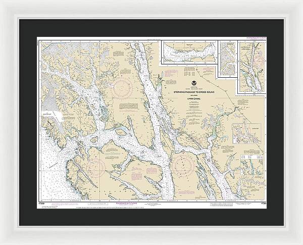 Nautical Chart-17300 Stephens Passage-cross Sound, Including Lynn Canal - Framed Print