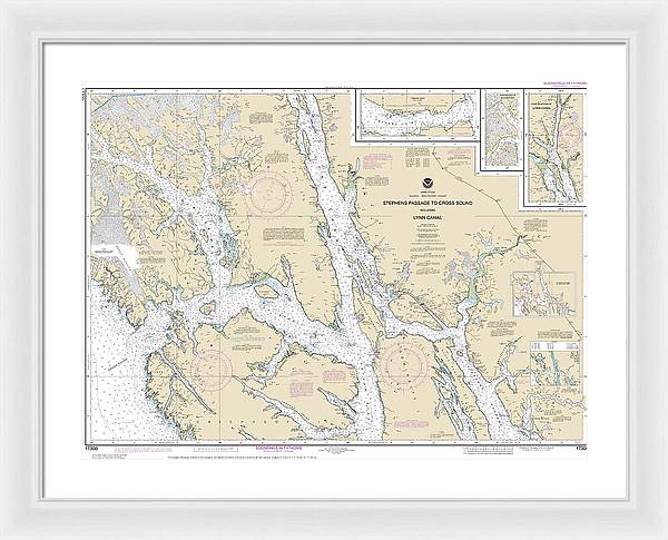 Nautical Chart-17300 Stephens Passage-cross Sound, Including Lynn Canal - Framed Print