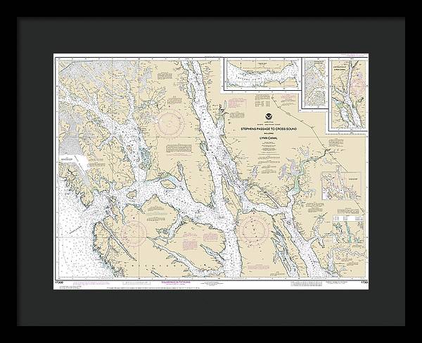 Nautical Chart-17300 Stephens Passage-cross Sound, Including Lynn Canal - Framed Print