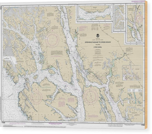 Nautical Chart-17300 Stephens Passage-Cross Sound, Including Lynn Canal Wood Print
