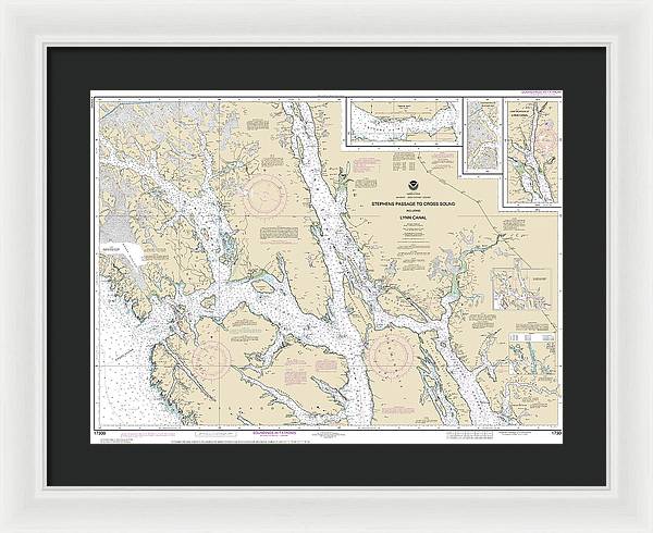 Nautical Chart-17300 Stephens Passage-cross Sound, Including Lynn Canal - Framed Print