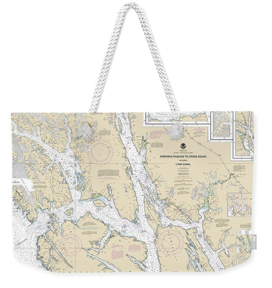 Nautical Chart-17300 Stephens Passage-cross Sound, Including Lynn Canal - Weekender Tote Bag