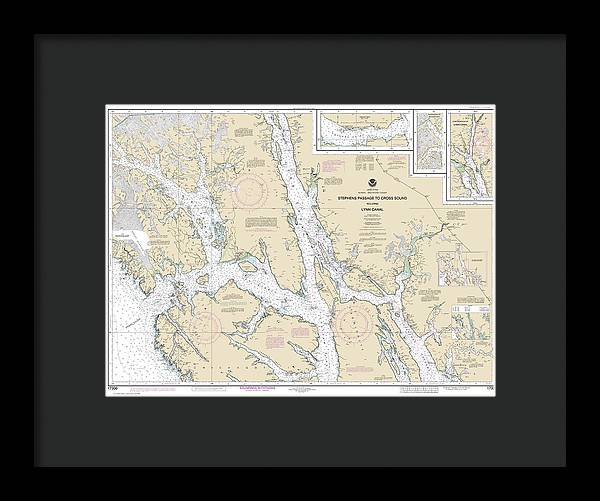 Nautical Chart-17300 Stephens Passage-cross Sound, Including Lynn Canal - Framed Print