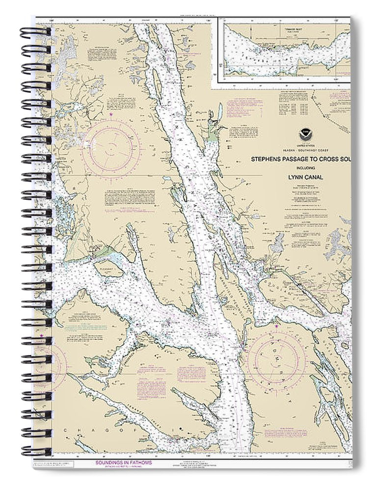 Nautical Chart 17300 Stephens Passage Cross Sound, Including Lynn Canal Spiral Notebook