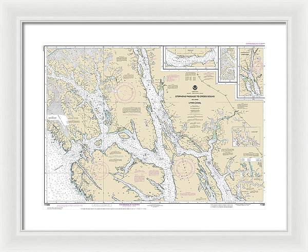 Nautical Chart-17300 Stephens Passage-cross Sound, Including Lynn Canal - Framed Print