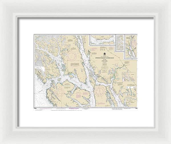 Nautical Chart-17300 Stephens Passage-cross Sound, Including Lynn Canal - Framed Print