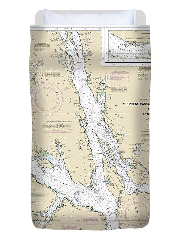 Nautical Chart-17300 Stephens Passage-cross Sound, Including Lynn Canal - Duvet Cover