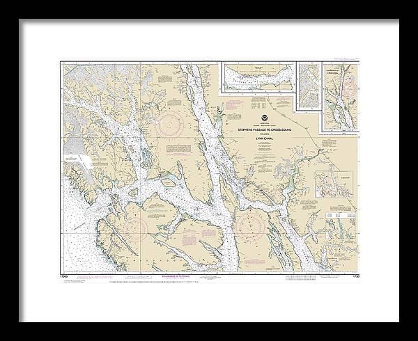 Nautical Chart-17300 Stephens Passage-cross Sound, Including Lynn Canal - Framed Print