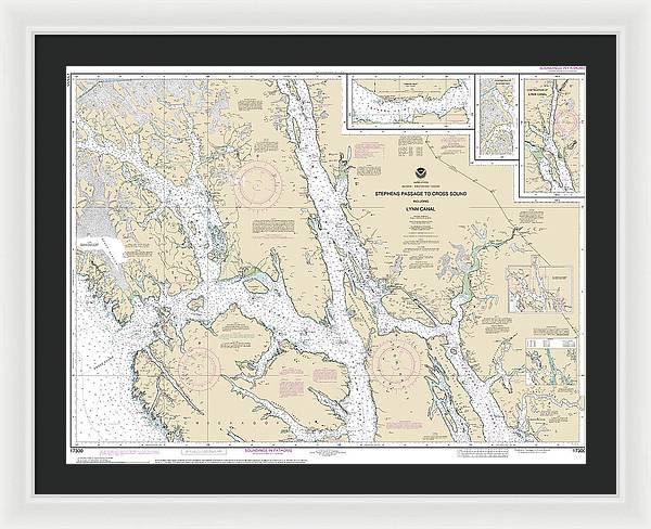 Nautical Chart-17300 Stephens Passage-cross Sound, Including Lynn Canal - Framed Print