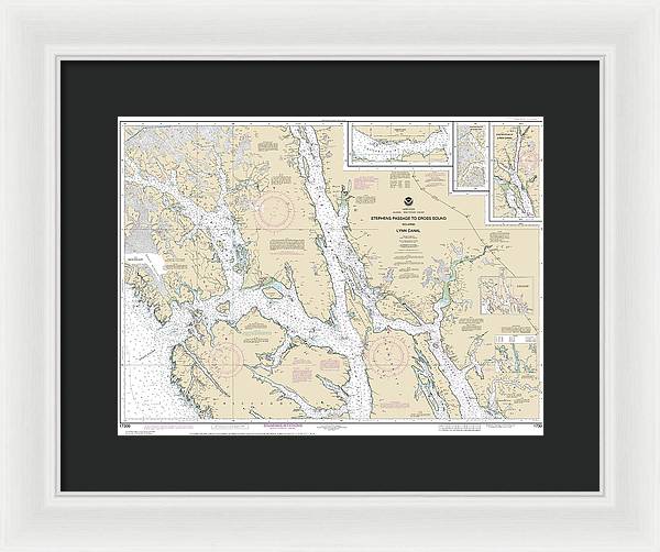 Nautical Chart-17300 Stephens Passage-cross Sound, Including Lynn Canal - Framed Print