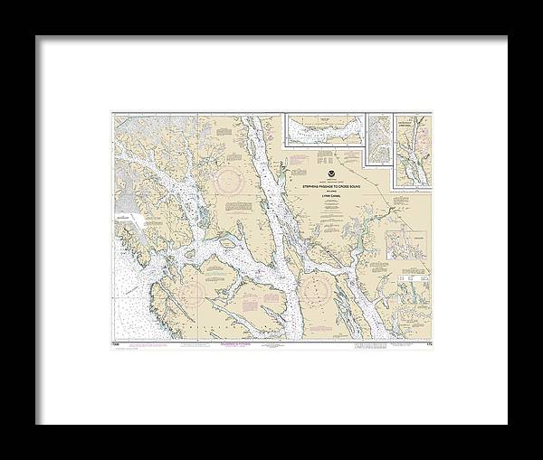 Nautical Chart-17300 Stephens Passage-cross Sound, Including Lynn Canal - Framed Print