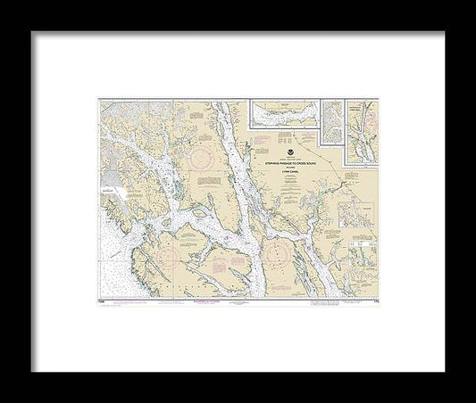 Nautical Chart-17300 Stephens Passage-cross Sound, Including Lynn Canal - Framed Print