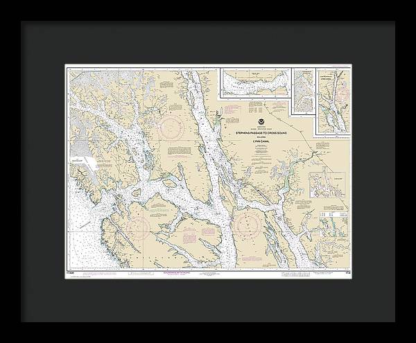 Nautical Chart-17300 Stephens Passage-cross Sound, Including Lynn Canal - Framed Print