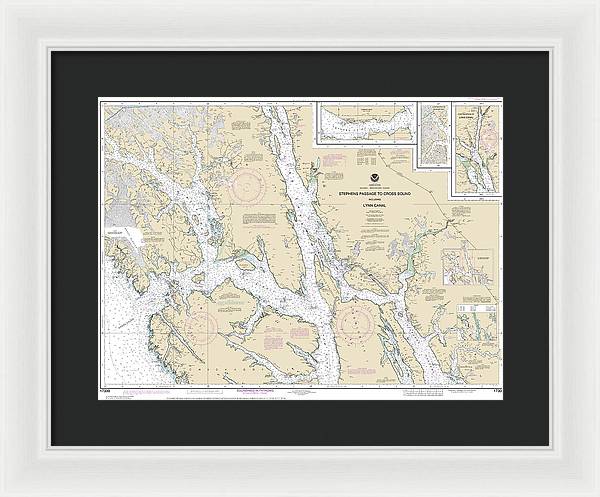 Nautical Chart-17300 Stephens Passage-cross Sound, Including Lynn Canal - Framed Print