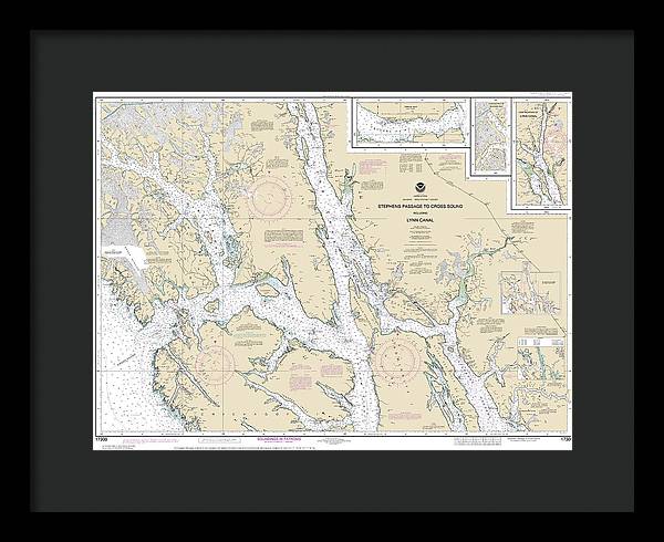 Nautical Chart-17300 Stephens Passage-cross Sound, Including Lynn Canal - Framed Print