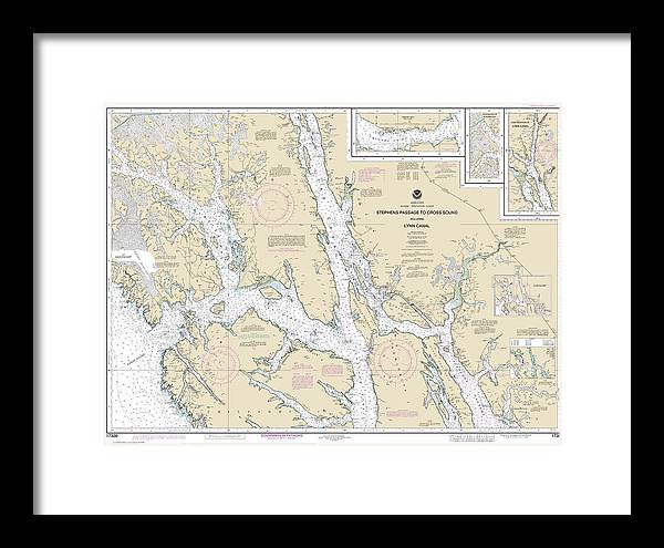 Nautical Chart-17300 Stephens Passage-cross Sound, Including Lynn Canal - Framed Print