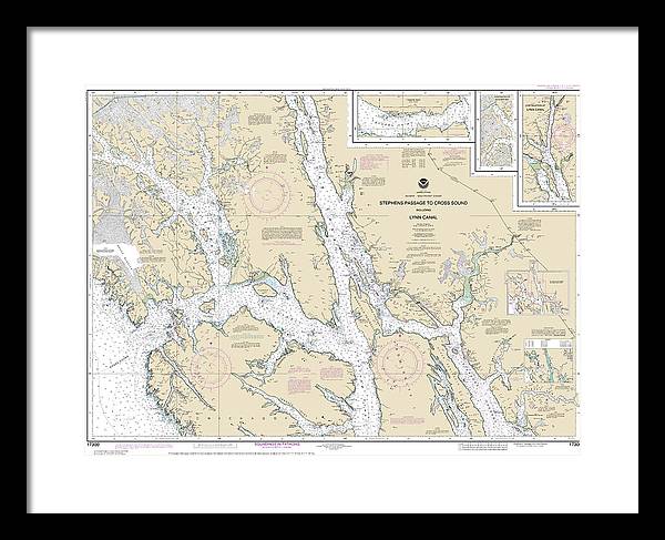 Nautical Chart-17300 Stephens Passage-cross Sound, Including Lynn Canal - Framed Print