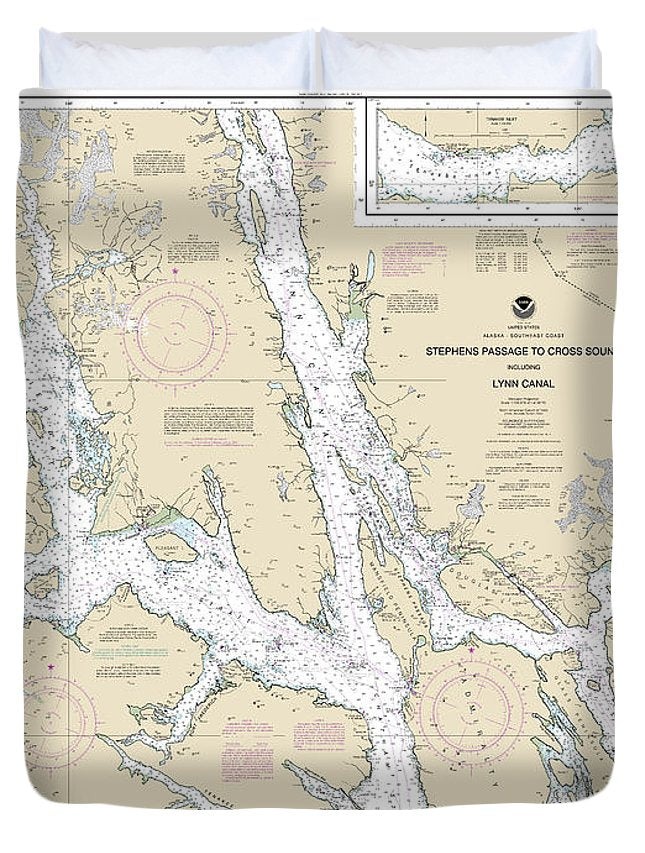 Nautical Chart-17300 Stephens Passage-cross Sound, Including Lynn Canal - Duvet Cover