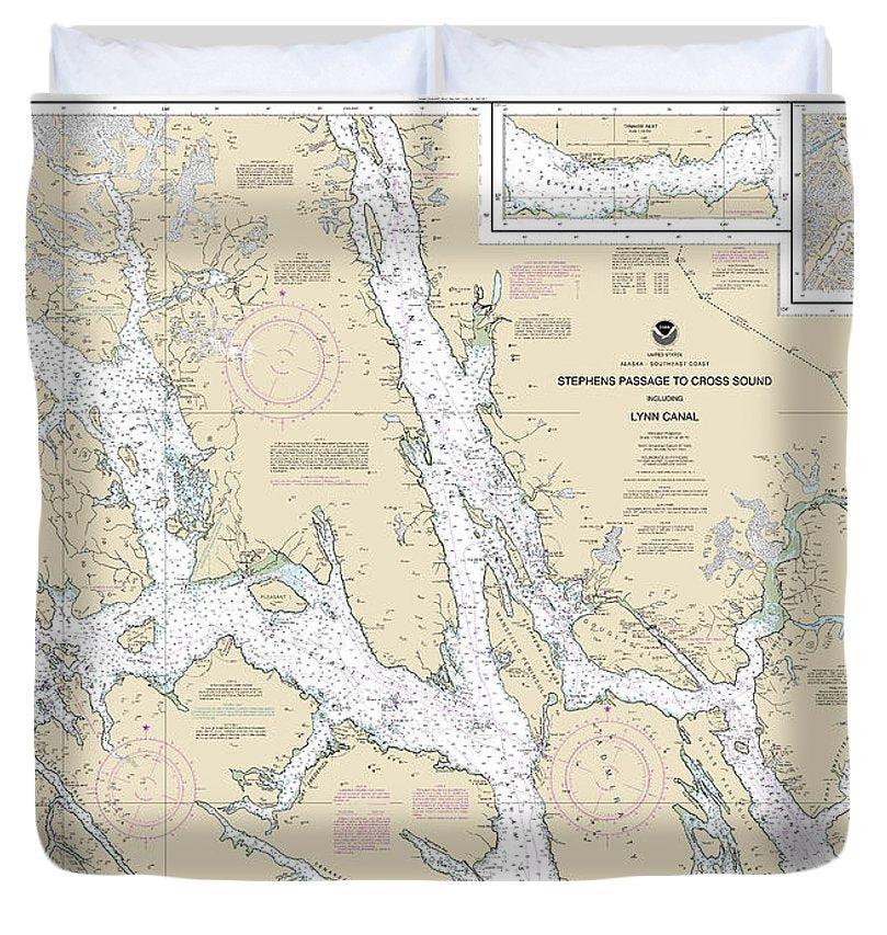 Nautical Chart 17300 Stephens Passage Cross Sound, Including Lynn Canal Duvet Cover