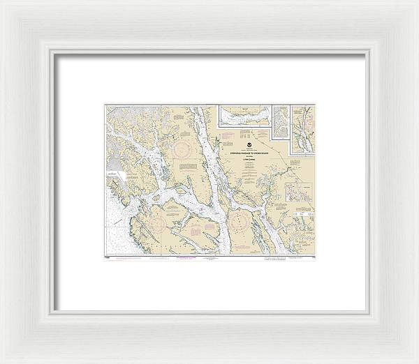 Nautical Chart-17300 Stephens Passage-cross Sound, Including Lynn Canal - Framed Print