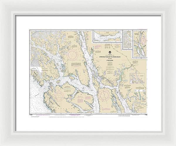 Nautical Chart-17300 Stephens Passage-cross Sound, Including Lynn Canal - Framed Print