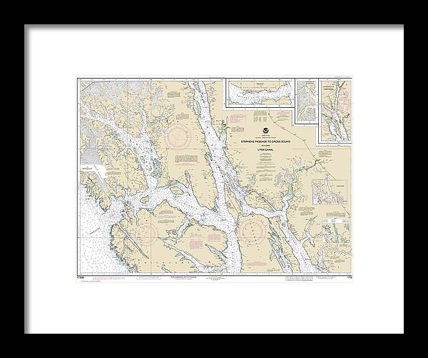 Nautical Chart-17300 Stephens Passage-cross Sound, Including Lynn Canal - Framed Print