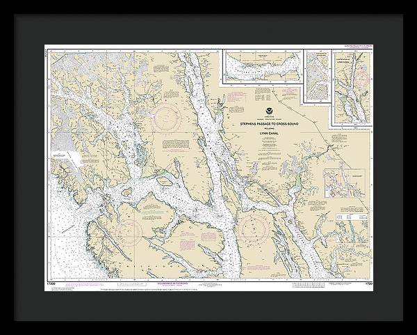 Nautical Chart-17300 Stephens Passage-cross Sound, Including Lynn Canal - Framed Print