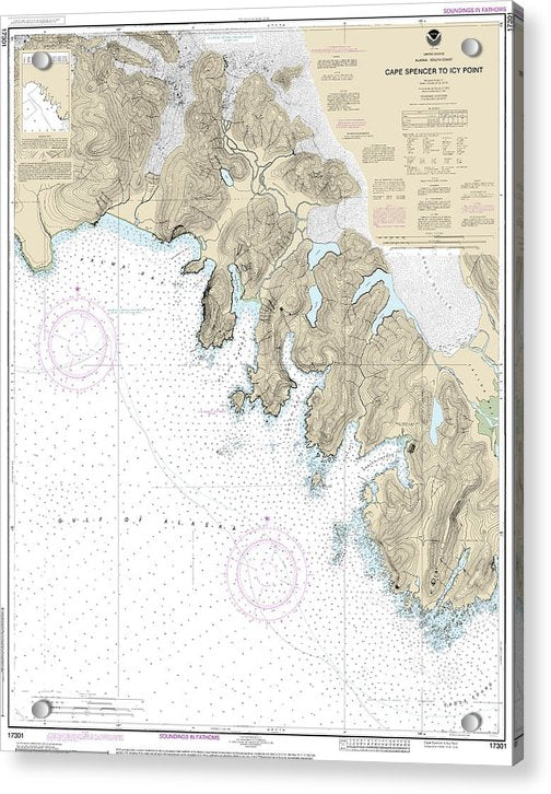 Nautical Chart-17301 Cape Spencer-icy Point - Acrylic Print