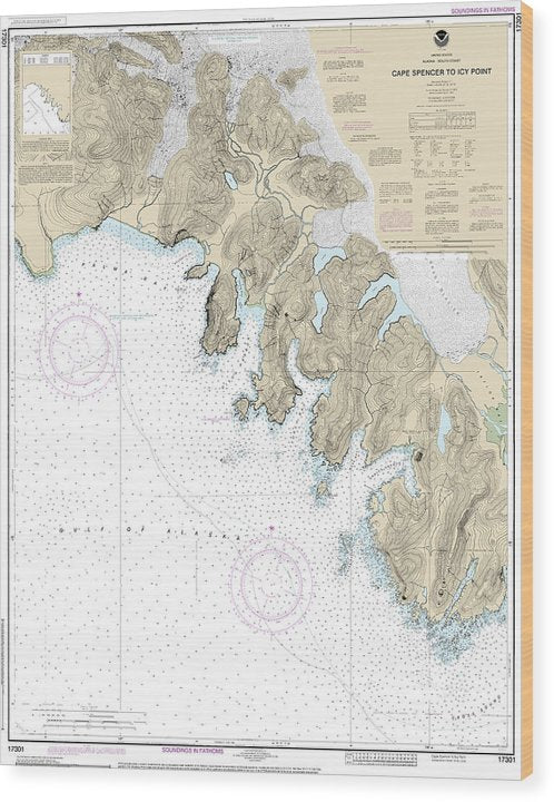 Nautical Chart-17301 Cape Spencer-Icy Point Wood Print