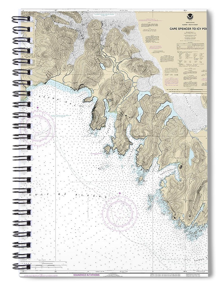 Nautical Chart 17301 Cape Spencer Icy Point Spiral Notebook