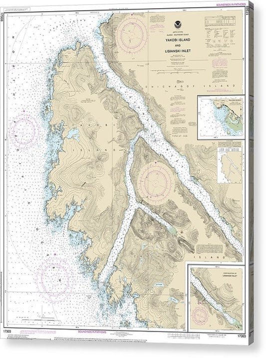 Nautical Chart-17303 Yakobi Island-Lisianski Inlet, Pelican Harbor  Acrylic Print