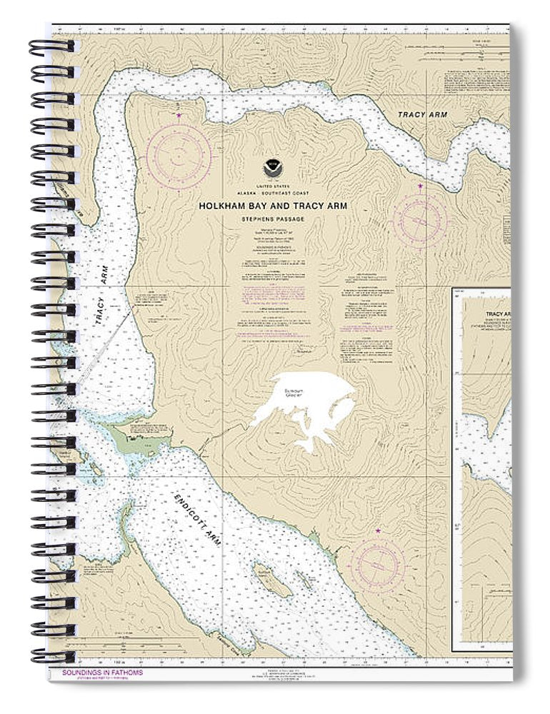 Nautical Chart 17311 Holkham Bay Tracy Arm Stephens Passage Spiral Notebook