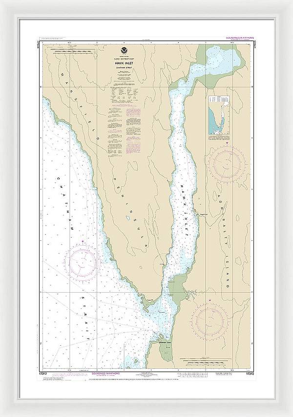 Nautical Chart-17312 Hawk Inlet, Chatham Strait - Framed Print