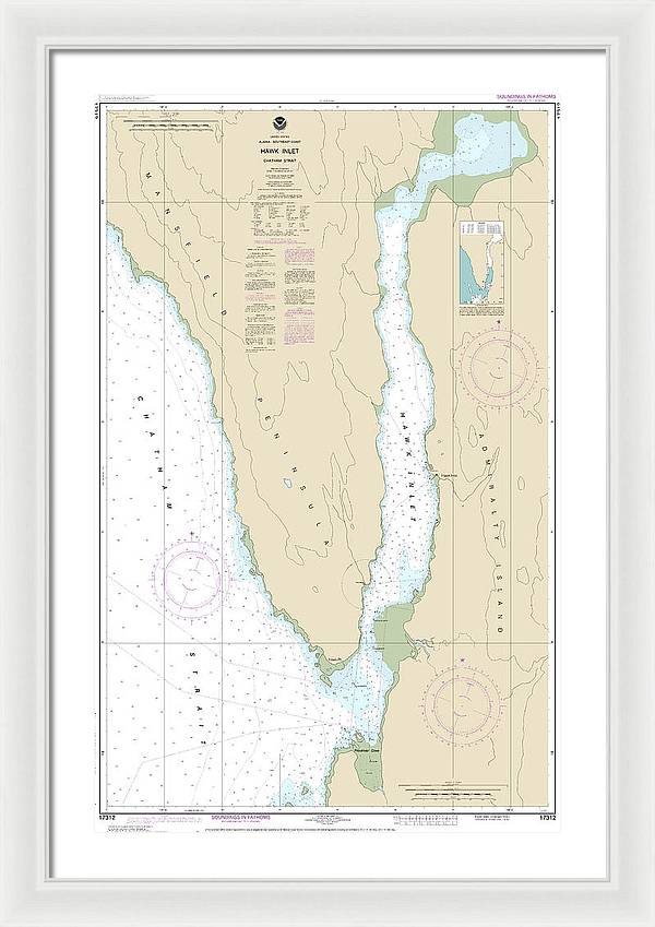 Nautical Chart-17312 Hawk Inlet, Chatham Strait - Framed Print