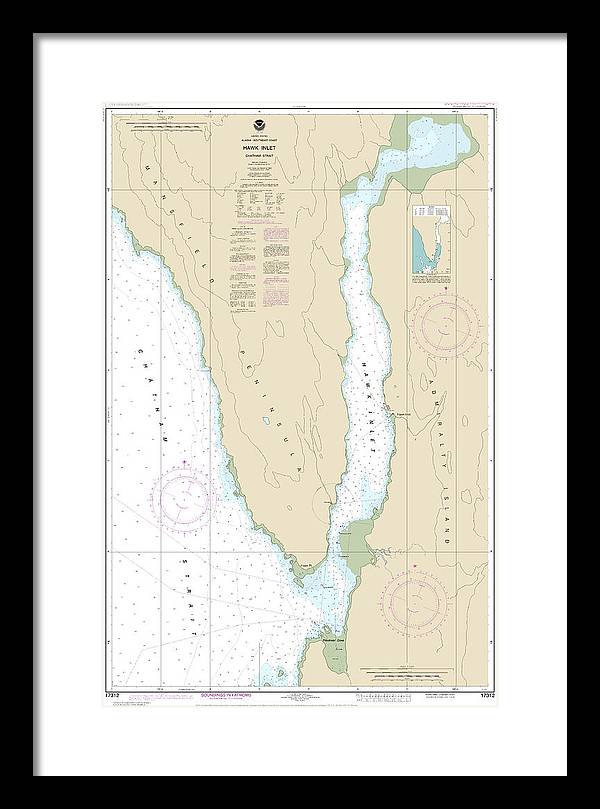 Nautical Chart-17312 Hawk Inlet, Chatham Strait - Framed Print