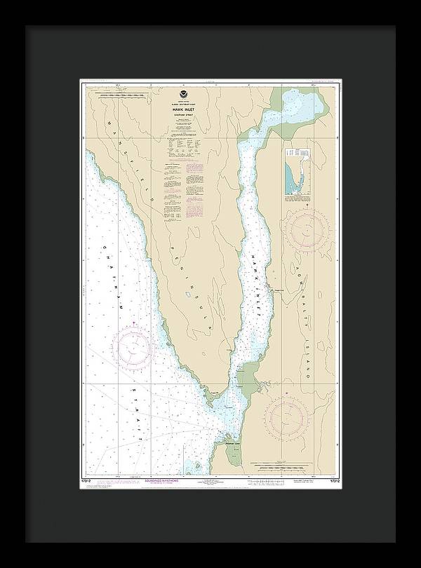 Nautical Chart-17312 Hawk Inlet, Chatham Strait - Framed Print