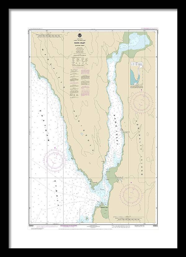 Nautical Chart-17312 Hawk Inlet, Chatham Strait - Framed Print