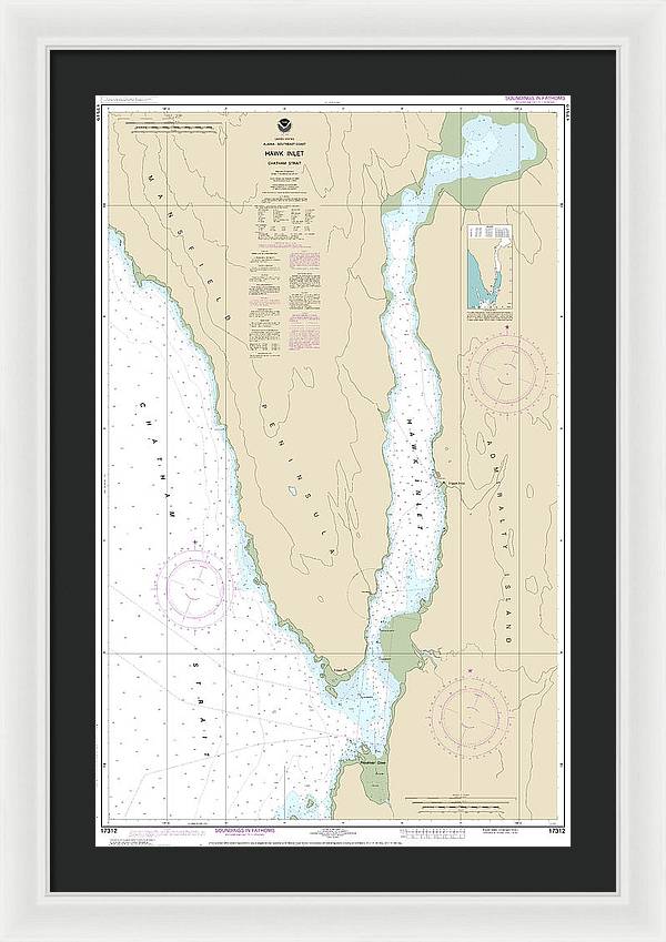 Nautical Chart-17312 Hawk Inlet, Chatham Strait - Framed Print