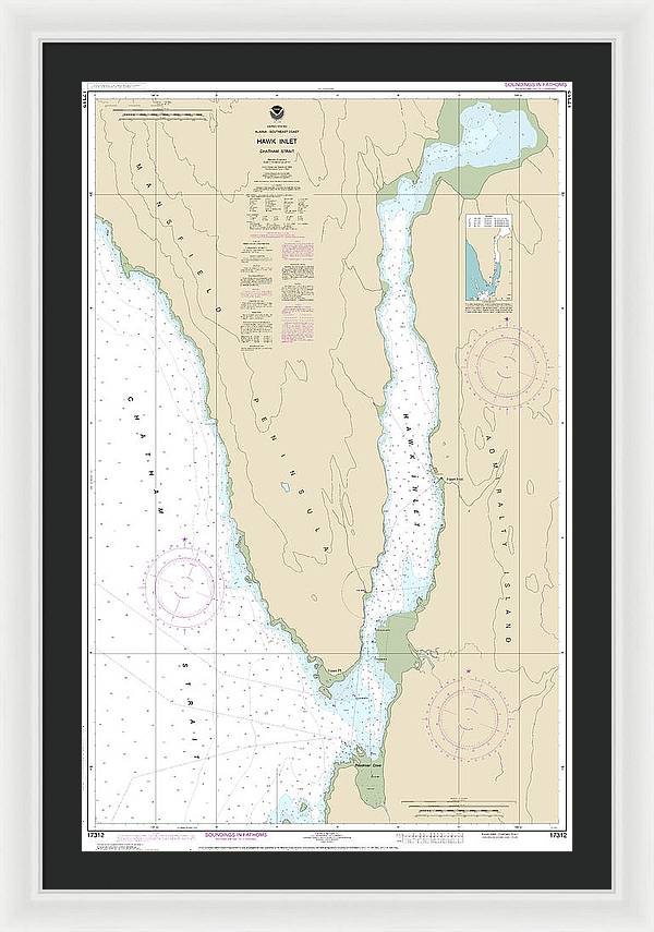 Nautical Chart-17312 Hawk Inlet, Chatham Strait - Framed Print