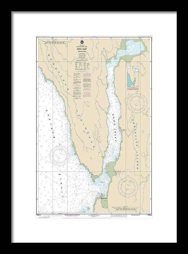 Nautical Chart-17312 Hawk Inlet, Chatham Strait - Framed Print