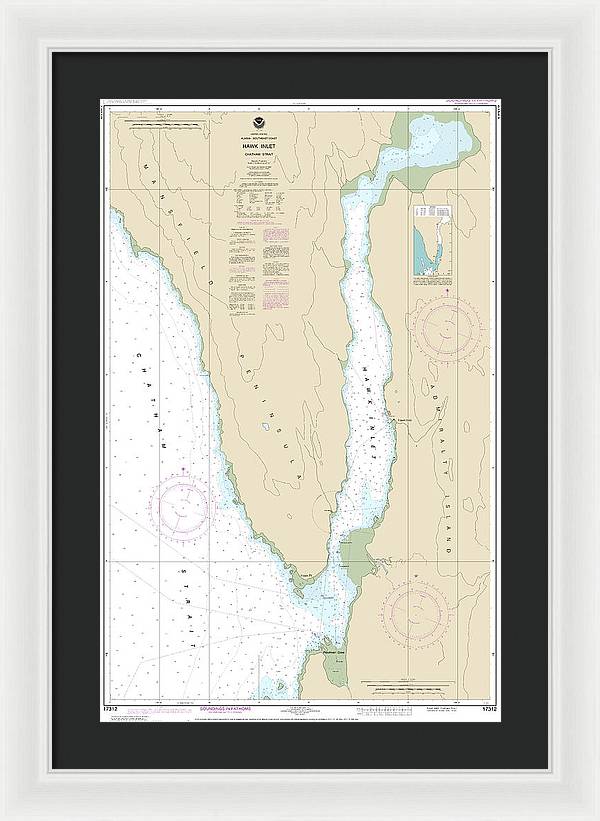 Nautical Chart-17312 Hawk Inlet, Chatham Strait - Framed Print