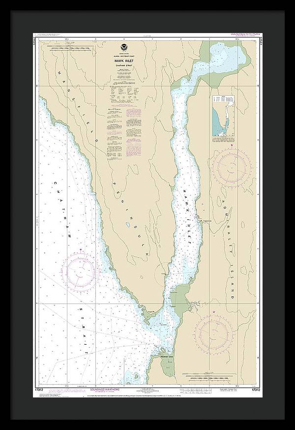 Nautical Chart-17312 Hawk Inlet, Chatham Strait - Framed Print