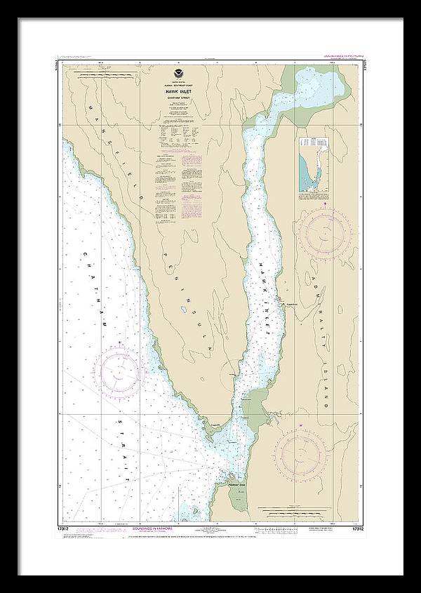 Nautical Chart-17312 Hawk Inlet, Chatham Strait - Framed Print