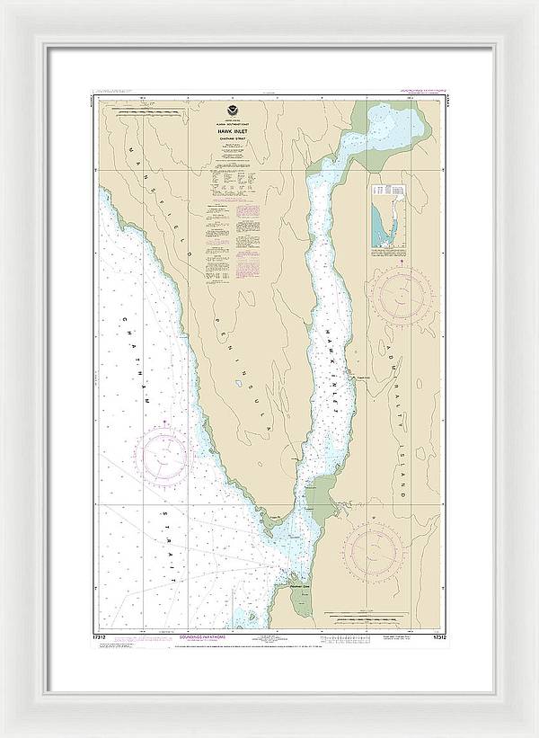 Nautical Chart-17312 Hawk Inlet, Chatham Strait - Framed Print